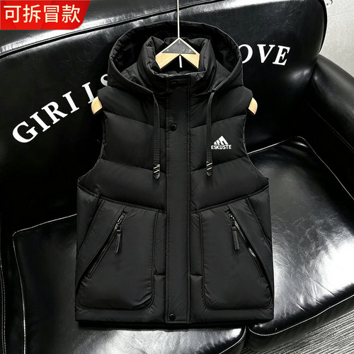 羽绒棉马甲秋冬季男女连帽保暖背心无袖坎肩棉服马夹情侣高档外套 - 图3