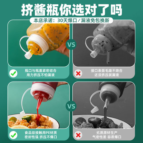 挤酱瓶商用番茄沙拉酱挤压瓶食品级大口径厨房酱油醋调料瓶酱料壶 - 图0