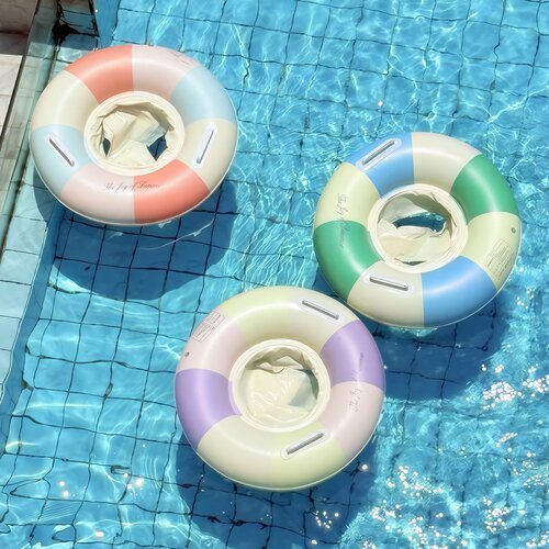 ins遮阳宝宝游泳圈婴儿坐圈儿童腋下海边度假防侧翻充气浮圈1-3岁 - 图1