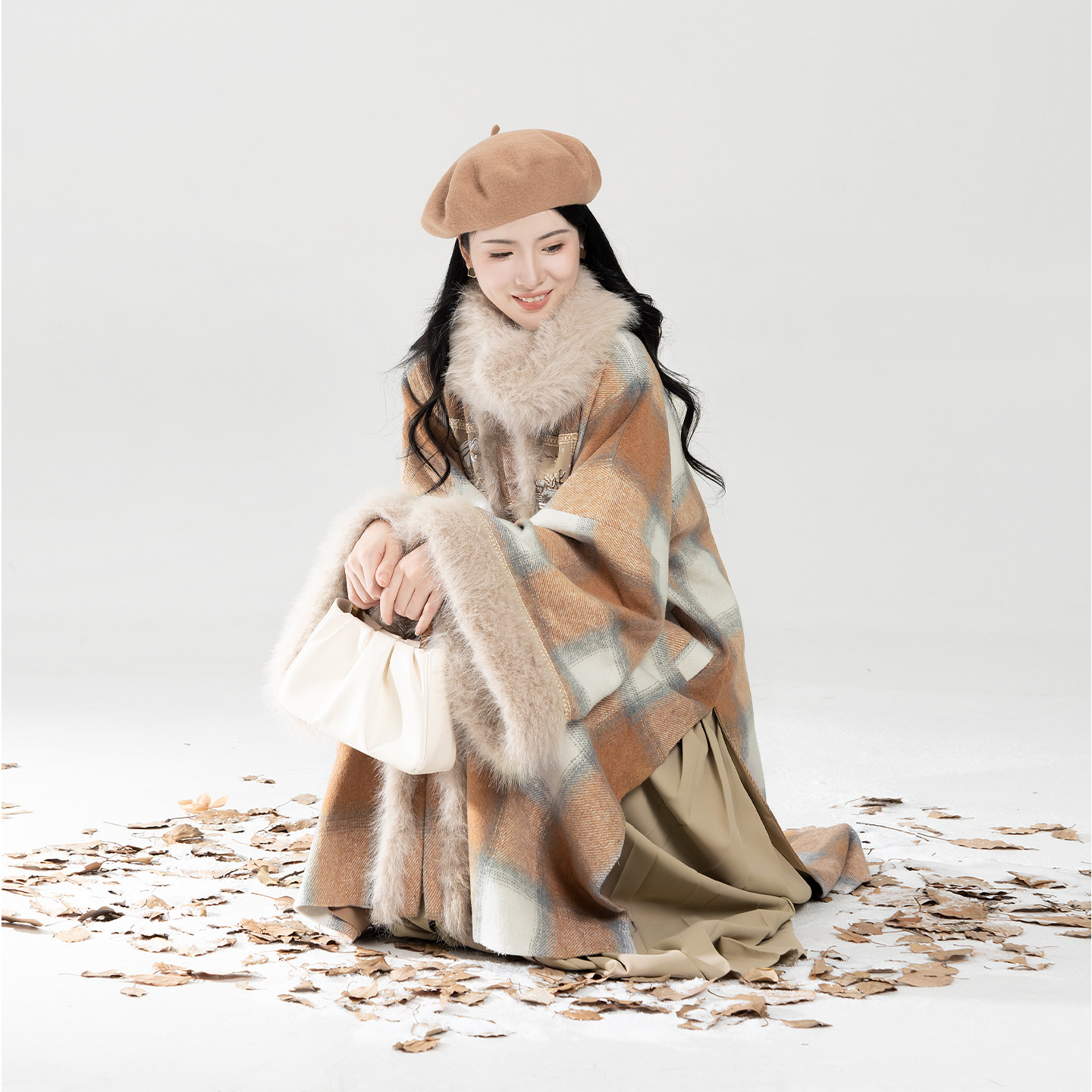 织造司[晚风欲雪]新中式圆领补大衣外套高领毛衣打底衫百褶裙套装,淘宝优惠券,粉丝福利购,淘宝优惠卷