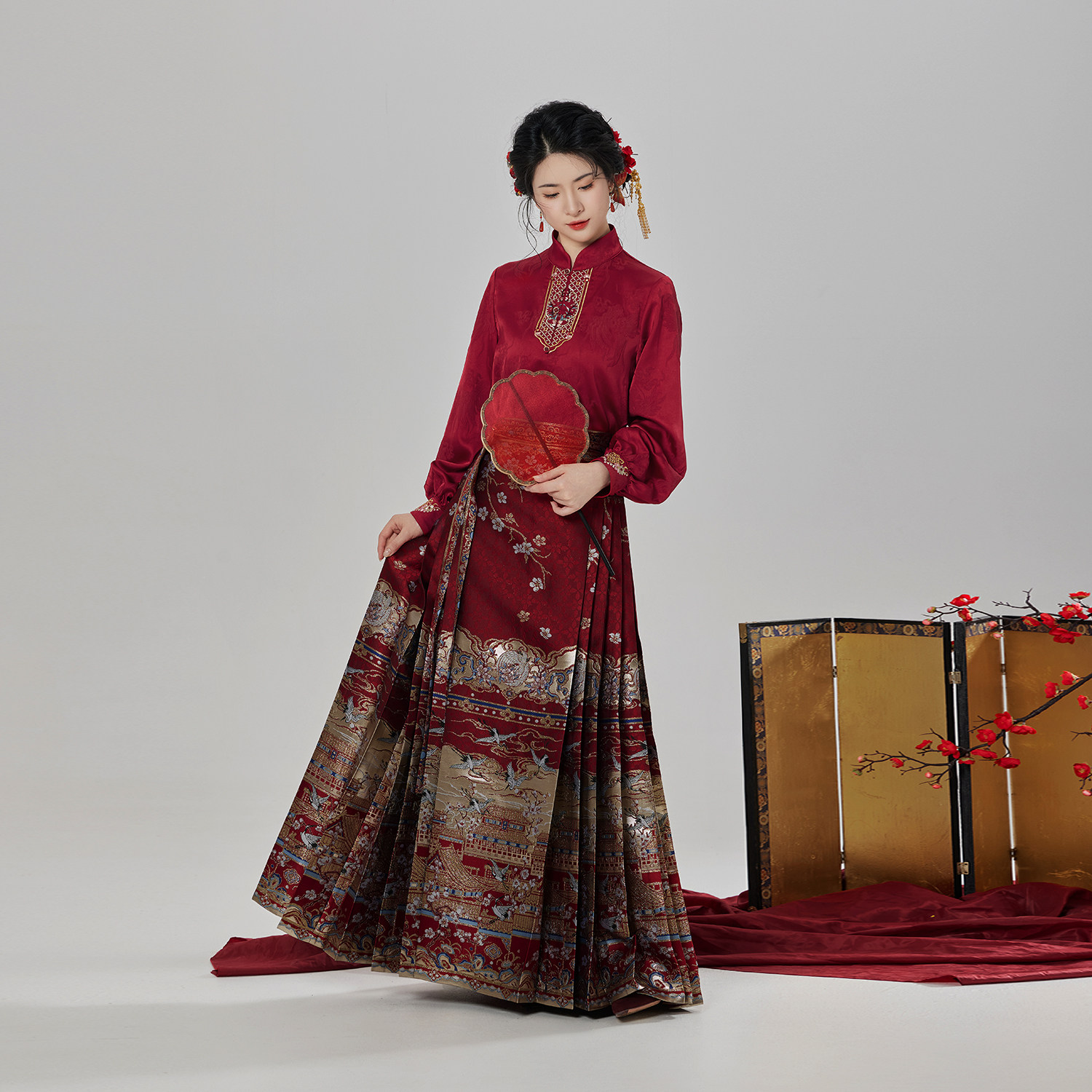 织造司[故宫春景]云肩立领衬衫明制妆花马面裙汉服女订婚服敬酒服,淘宝优惠券,粉丝福利购,淘宝优惠卷