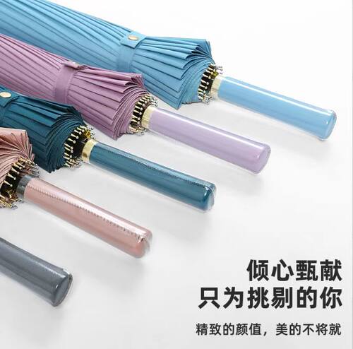 暴雨专用雨伞24骨自动伞超大双人雨伞晴雨两用伞长柄伞送伞套 - 图0