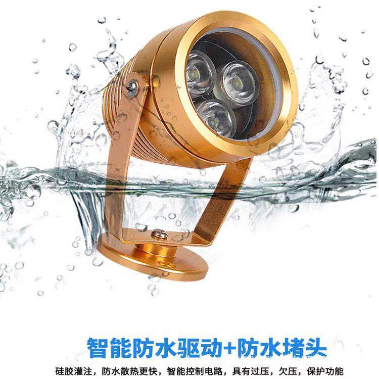 led户外防水小投射灯七彩色照树投光灯3W 5W 6W金色圆形庭院招牌 - 图0