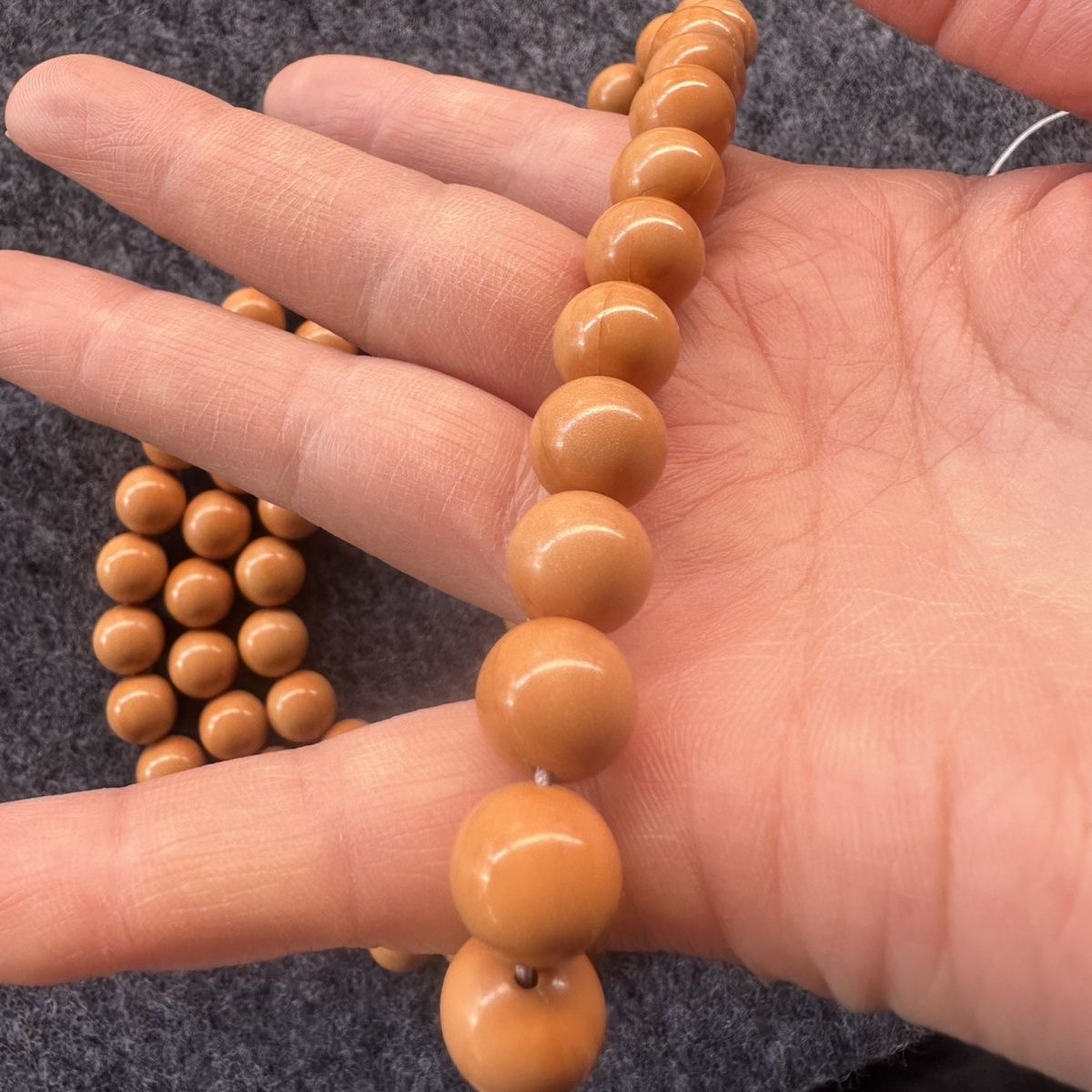 猴头手串雕刻正圆光珠脖挂108颗长串老型圆珠文玩桃核佛珠项链男 - 图0