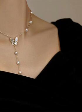 轻奢珍珠项链小众设计感高级流苏