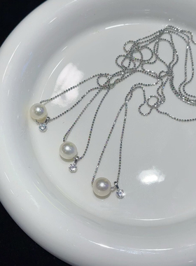 日系单颗珍珠锆石原创设计项链