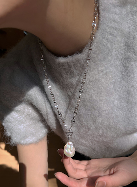 重工版通体S925银猪鼻子项链