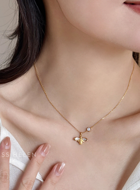s925银项链女天然母贝精致锁骨链