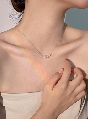 4颗珍珠~轻奢14K包金珍珠锁骨链