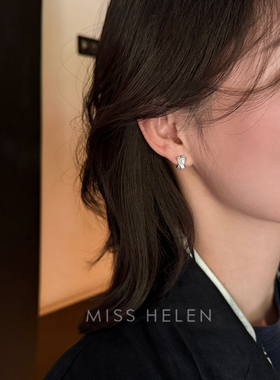 MISS HELEN 幻彩流光交叉贝母闪闪耳夹女时尚轻奢设计耳饰耳环