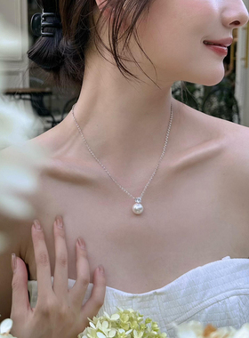 王妃天然珍珠施家仿水晶吊坠项链