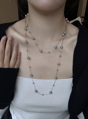 原创长款满天星S925银珍珠项链