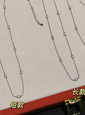 8/7 20点新品95折 拉丝银豆满天星S925银项链长短款可叠戴锁骨链