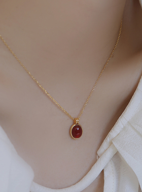 红豆项链红玛瑙高保色锁骨链