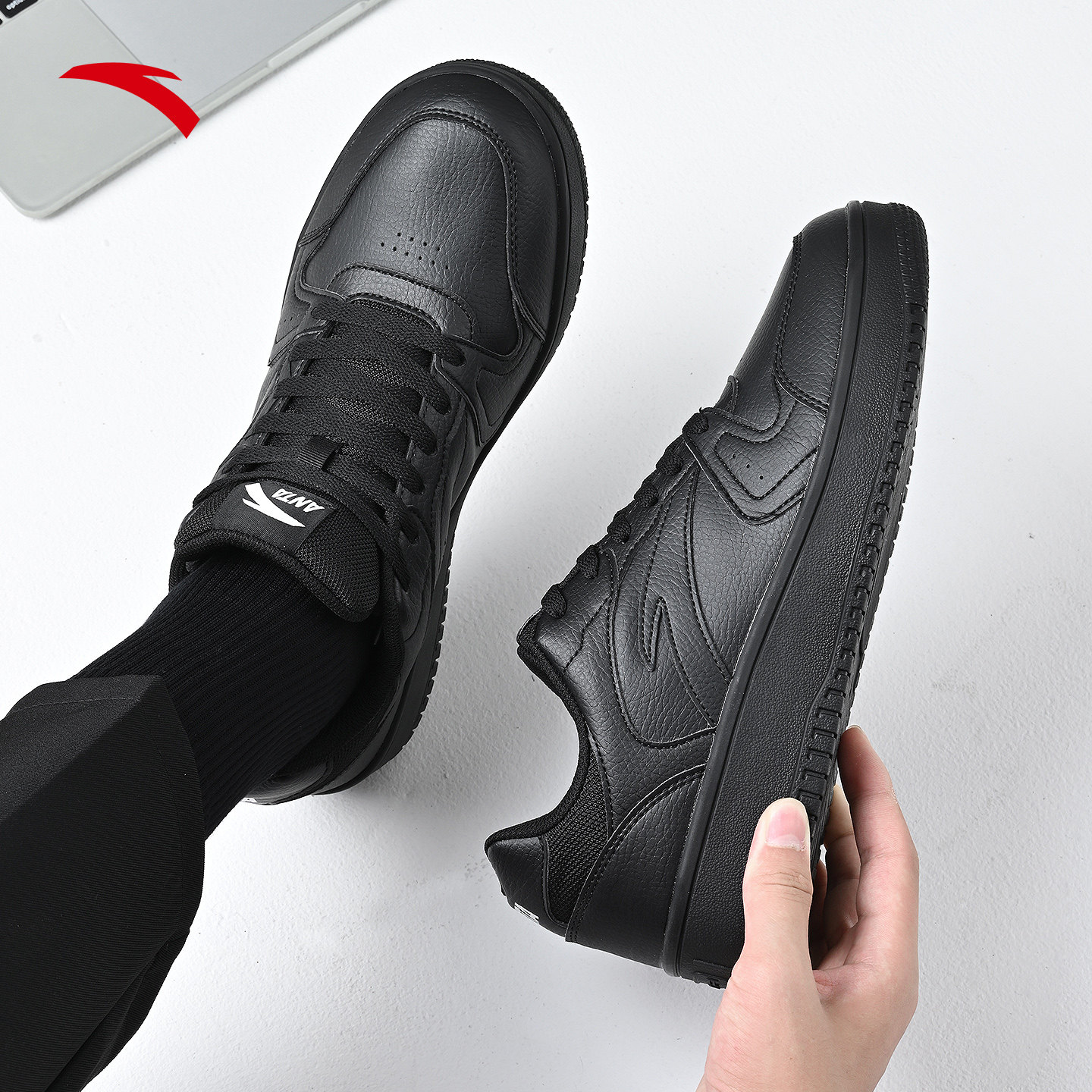 安踏元年男鞋黑色板鞋2026新款春季厚底小黑鞋学生增高运动休闲鞋,淘宝优惠券,粉丝福利购,淘宝优惠卷