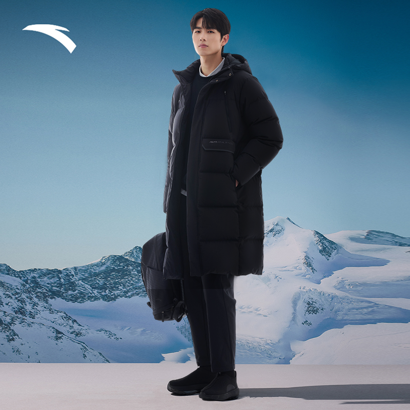 安踏羽绒服中长款男款冬季新款青少年冰甲羽绒棉服外套152517912