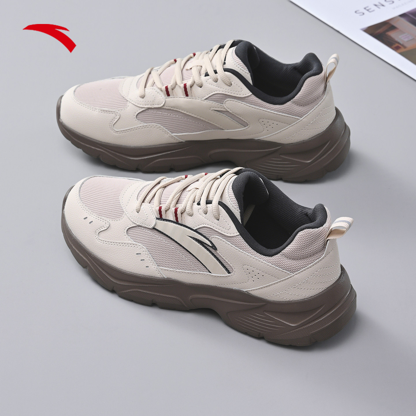 安踏星光2老爹鞋男女款复古厚底休闲鞋秋季透气增高情侣运动鞋子