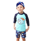 Детский купальник для мальчиков, штаны, раздельный милый лонгслив, подходит для подростков, защита от солнца