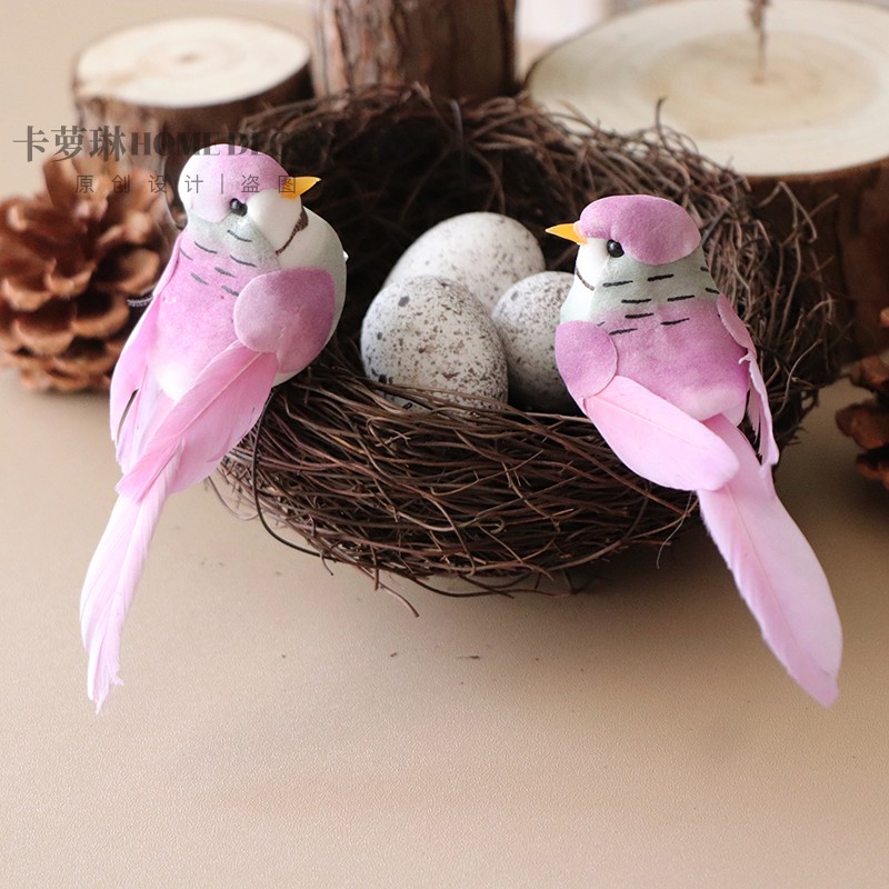 一对装情侣仿真羽毛小鸟假鸟泡沫鸟圣诞节园林装饰摆件家居装饰品,淘宝优惠券,粉丝福利购,淘宝优惠卷