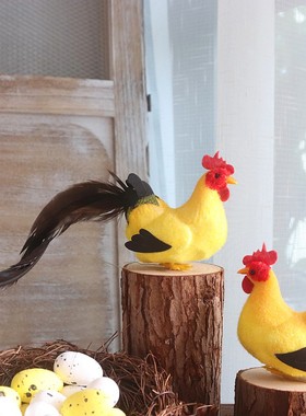 仿真小公鸡幼儿园田园森系摆件