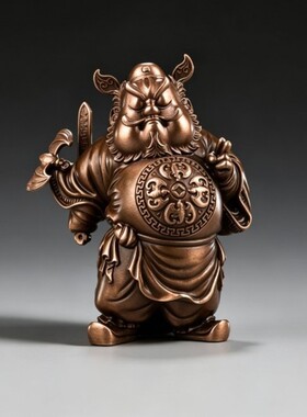 潮玩《福从天降》钟馗铜摆件办公室职场工位创意工艺装饰品