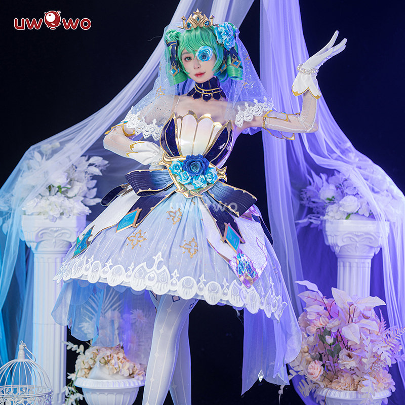 英雄联盟手游现货Uwowo悠窝窝英雄联盟手游cosplay 水晶玫瑰 格温至臻 服装女