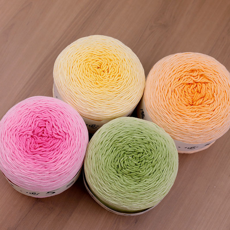 雪妃尔魔法球雪5手工diy编织长段染渐变5股牛奶棉钩针毯子毛线团 - 图0