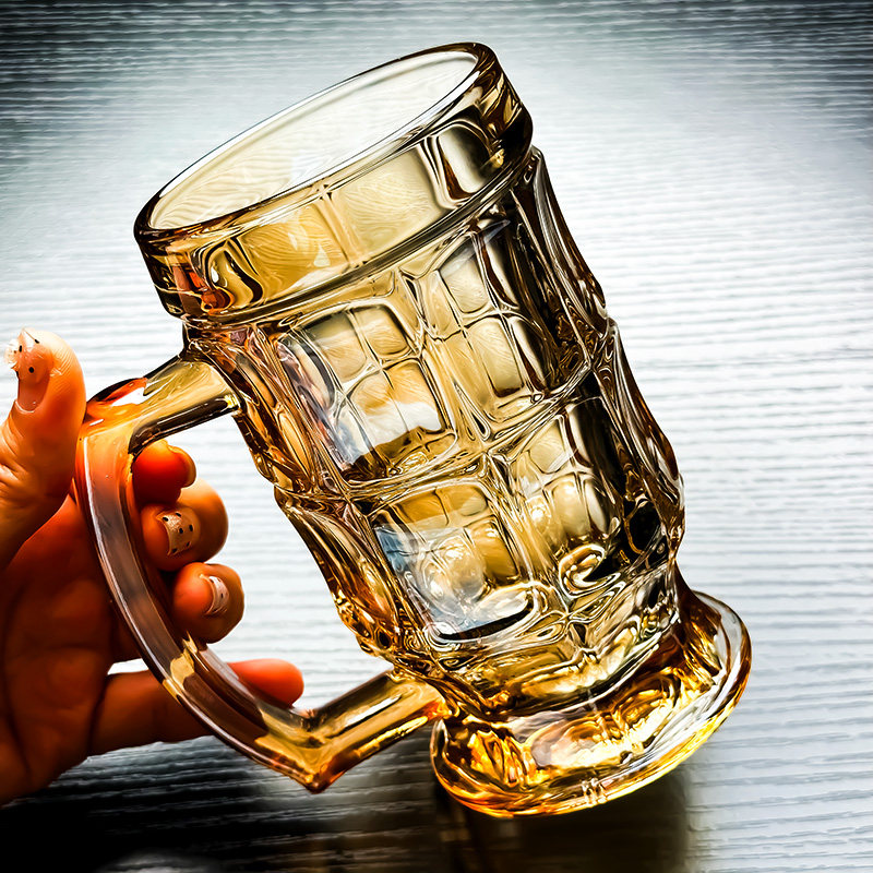 2025新款水晶玻璃杯水杯酒杯啤酒杯子轻奢高颜值带把不带盖高级感,淘宝优惠券,粉丝福利购,淘宝优惠卷