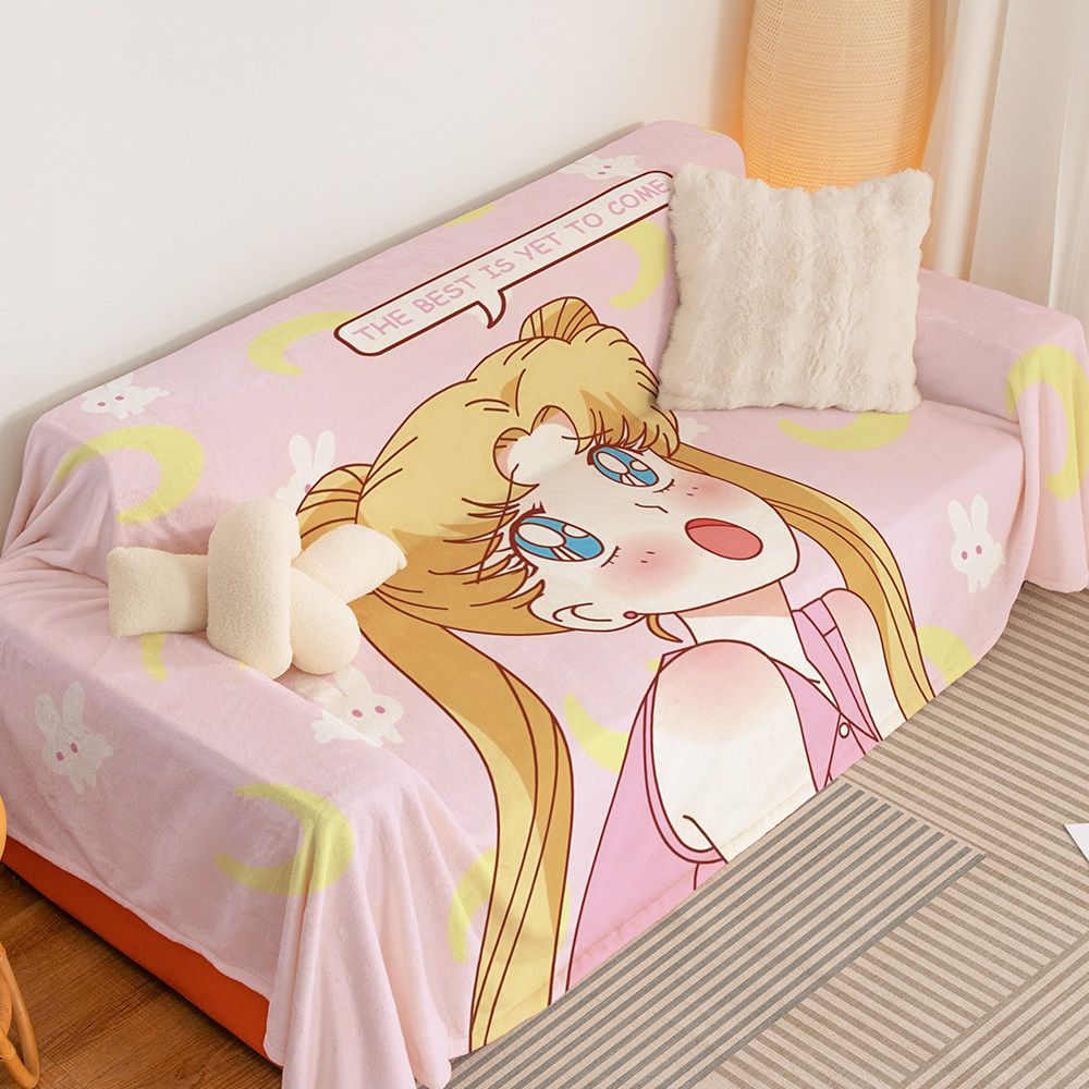 美少女ins沙发巾卡通毛绒盖毯秋冬加厚防滑保护沙发罩套可爱坐垫,淘宝优惠券,粉丝福利购,淘宝优惠卷