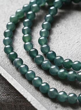 天然翡翠老蓝水108颗佛珠手链蓝色冰种翡翠念珠手串新中式危料女
