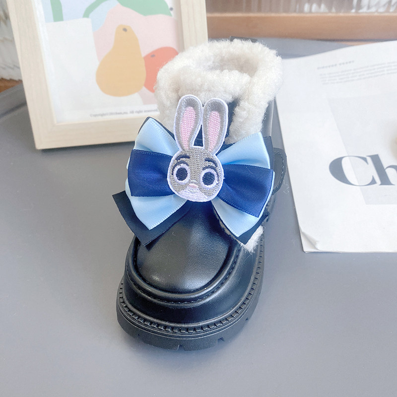 儿童小皮鞋冬季新款公主鞋卡通警官兔女宝高帮鞋软底可爱保暖棉鞋,淘宝优惠券,粉丝福利购,淘宝优惠卷