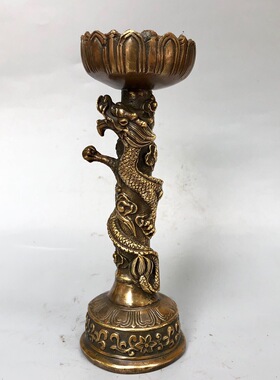 仿古黄铜龙凤蜡台一对龙凤烛台龙