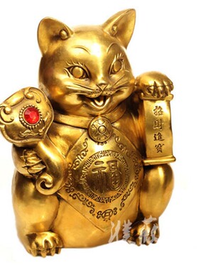 黄铜猫存钱罐摆件黄铜猫家居店铺