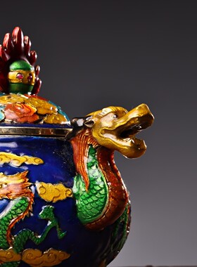 仿古铜镶嵌景泰蓝龙酒壶家居装饰