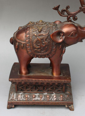 黄铜象烛台黄铜大象蜡台一对家居