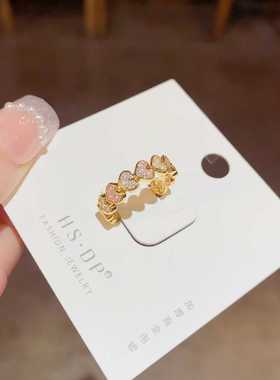 锆石气质抖音精致爱心戒指简约