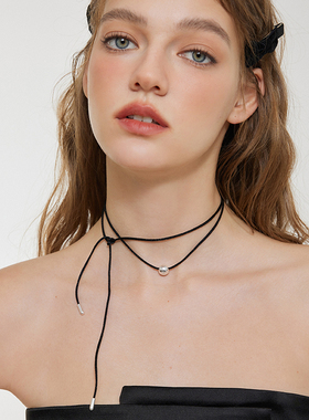 aviho休闲黑绳多带法圆球项链