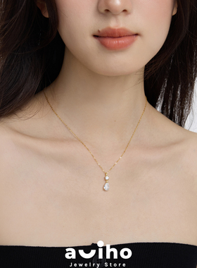 aviho 星河之泪 灵动水滴项链通体s925纯银超闪高级感气质锁骨链
