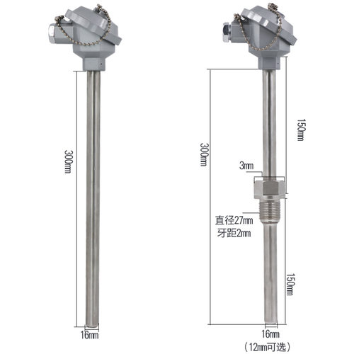 铠装温度传感器PT100不锈钢防水热电阻WZP-130/230耐高温测温探头 - 图0