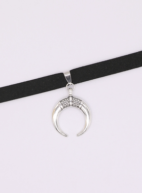 choker欧美风暗黑月牙项圈锁骨链