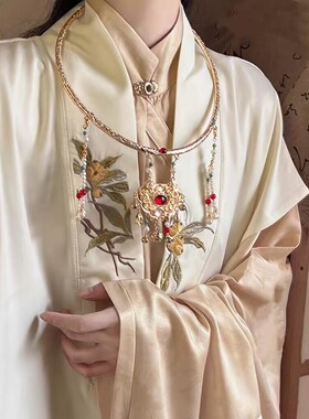 明制汉服项圈平安锁璎珞背云项链
