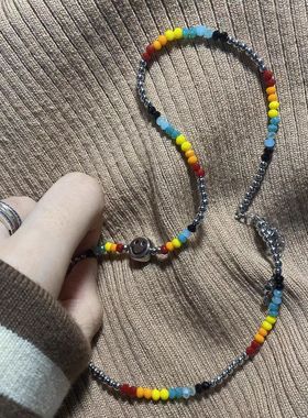 其他合金彩色串珠圆珠链女