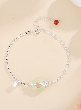 称心如意手链女S925纯银新中式小众高级感和田玉平安扣手饰品
