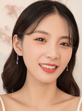 S925纯银森系甜美气质蓝色水滴耳