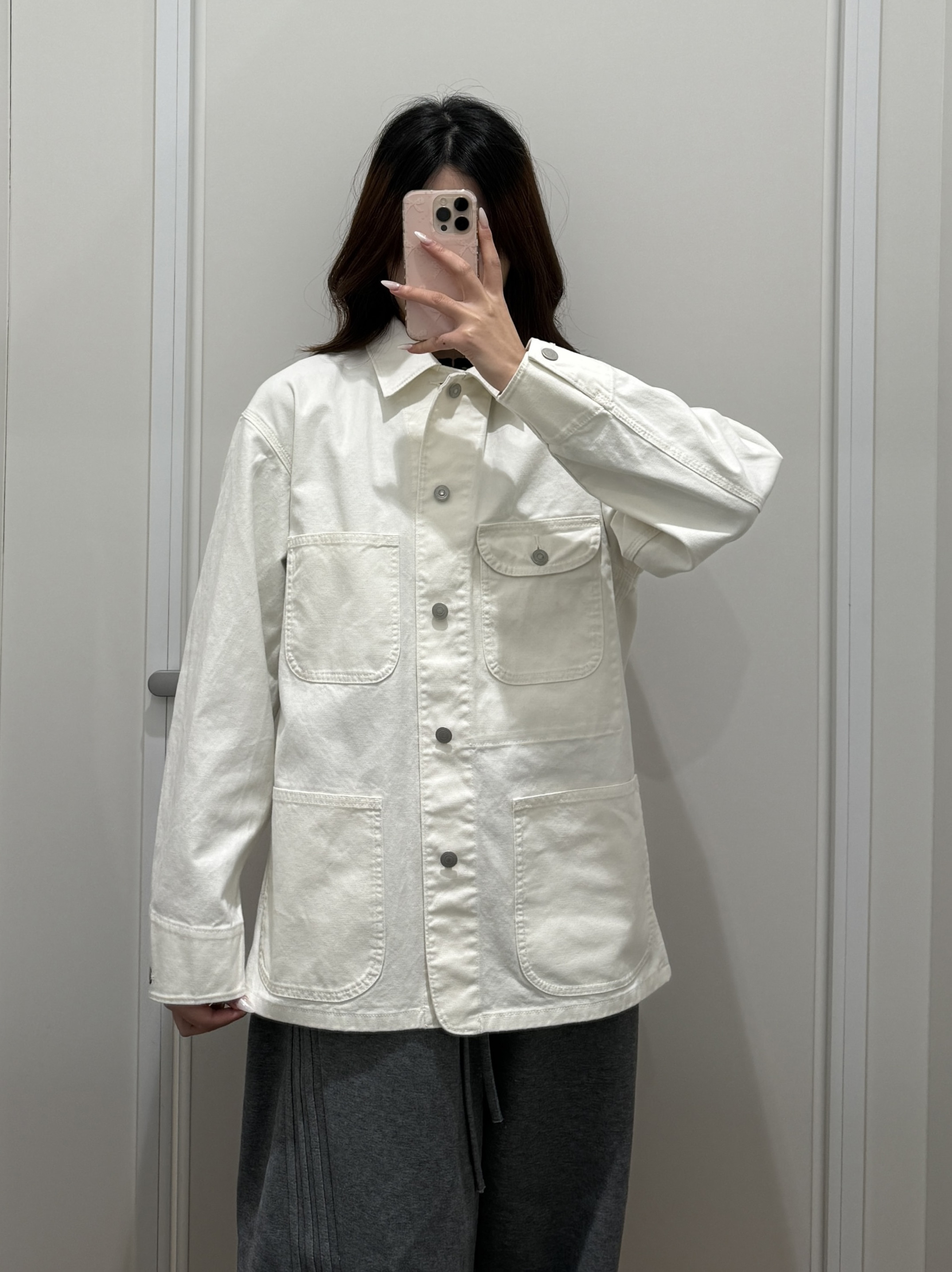 ^棵米0素家男女休闲全棉翻领宽松口袋工装长袖外套夹克上衣483819,淘宝优惠券,粉丝福利购,淘宝优惠卷