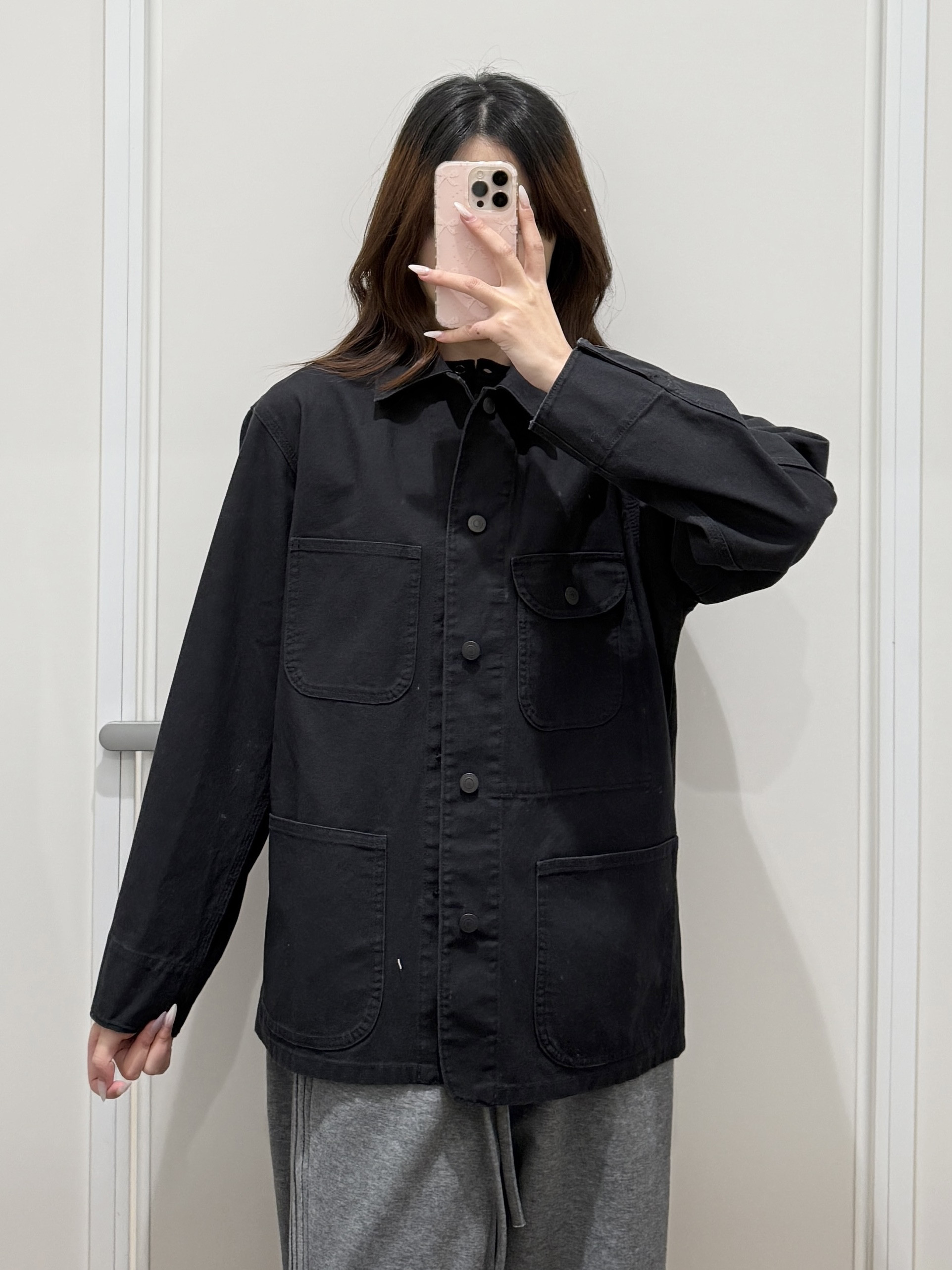 ^棵米0素家男女休闲全棉翻领宽松口袋工装长袖外套夹克上衣483819,淘宝优惠券,粉丝福利购,淘宝优惠卷