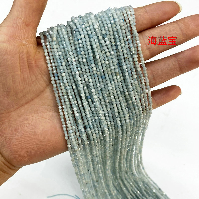 天然水晶3mm圆珠切面串珠 闪光石 天河石散珠diy古风饰品材料配件 - 图2