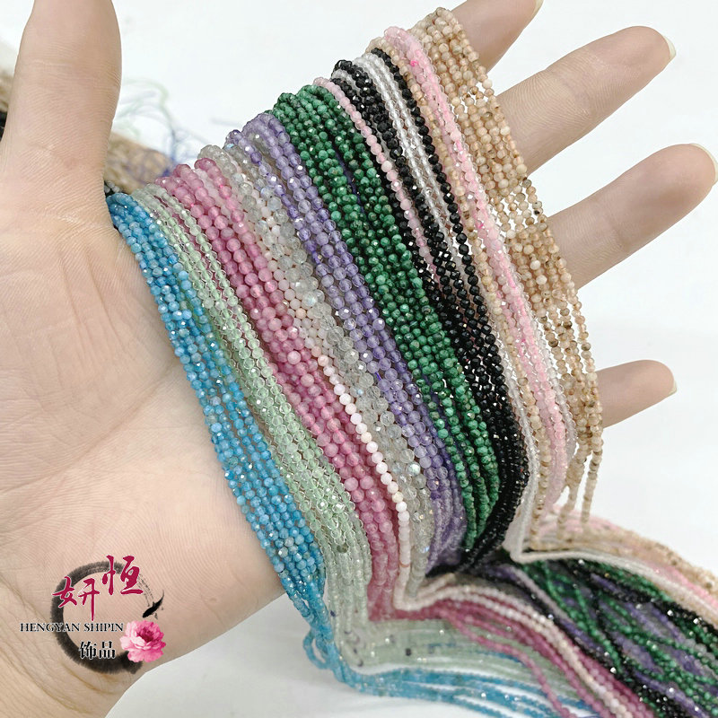 天然水晶3mm圆珠切面串珠 闪光石 天河石散珠diy古风饰品材料配件 - 图0