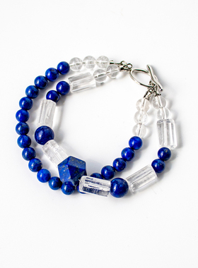 刘森周边 华北浪革深海主题 双层手链 天然青金石 白水晶饰品男女