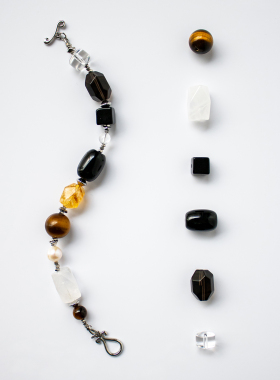 DOUDOU周边 南三环东路主题多宝手链 黄塔晶白水晶天然珍珠手串